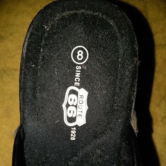 Size 8 leather buckle slide on heel/wedge shoes - Picture 4 of 5